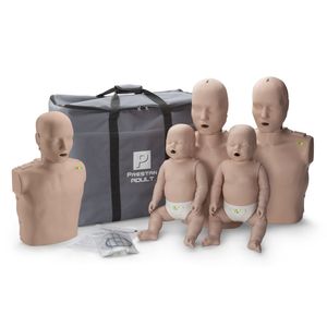 Prestan Family Pack de piel medio de RCP maniquíes (2 adultos, 1 niño, 2 infantil) con monitores de ritmo, PP-FM-500M-MS