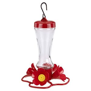 Más pájaros alimentador de colibrí alimentadores de colibrí rojo 4 estaciones de alimentación 8 onza de capacidad de néctar impatiens