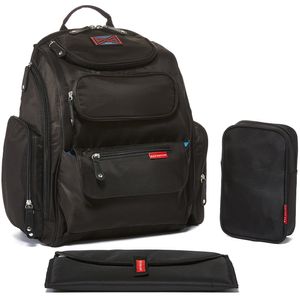 Mochila con bolsa para pañales con correas deslizantes, almohadilla para cambio y bolsa de uso diverso de Bag Nation, L, Negro