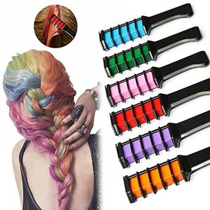 Pjyu juego de peines de tiza para el pelo 6 colores crema temporal para el pelo para niños niñas niños y hombres desechable de color al instante para