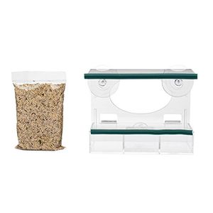 Ventana alimentador de aves kit  alimento para pájaros incluidos  acrílico transparente de calidad premium  bandeja extraíble gran regalo  diversión p