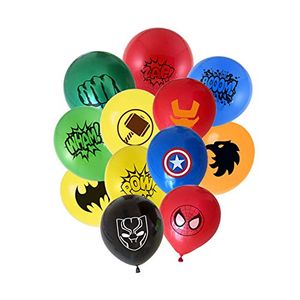 24pcs superhéroe globos 12 diferentes patrones de Capitán América - Batman - Spiderman - Iron Man - Hulk - Raytheon - Pantera - Hawkeye - WHAM! -ZAP!
