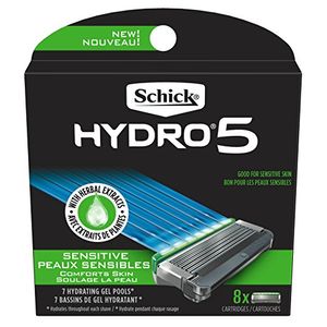Repuesto para hoja de afeitar Schick Hydro Sense Sensitive para hombre con gel sensible, incluye 8 recambios para hojas de afeitar