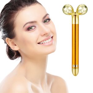 Beauty Bar 24k oro pulso masajeador Facial, rodillo 3D cara masajeador eléctrico Sonic Depuffer oro Lift Facial Bar Japón (importación)