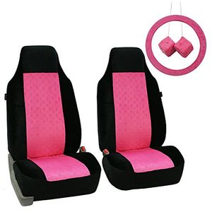 Conjunto completo de fondos para auto fh grupo fb080leopard115 velur negro compatible con airbag y asiento trasero dividido rosadonegro