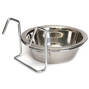 Taza de agua de comida para mascotas con pernos de acero para mascotas cajas de aves jaulas Coop perro gato loro pájaro conejo de mascotas