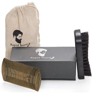 Kit de peine y cepillo Beard Brush para hombre, estilo - Shaping - Peine de madera hecho a mano y cepillo de barba de cerda natural para hombres Barba