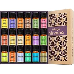 Natrogix nirvana essential oils top 18 set de aceites esenciales 100% pure terapéutico grade 1810ml incl lavanda marroquí romero tea tree eucalyptus l