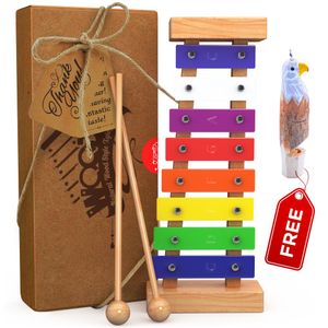 Xilófono de madera para niños: el juguete musical de mejor forma para los niños, con teclas de sonido definido, dos mazos de madera seguros para niños
