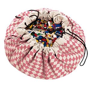 Jugar y seguir  esterilla grande los niños diamante jugar y 55 bolsa  portátil contenedor de almacenamiento organizador para guardar juguetes niños de