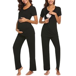 MAXMODA Mujeres Conjunto de Pijama de Enfermería Suave Algodón Hospital PJS Set Embarazo de Maternidad Lactancia Materna Pijama SXXL