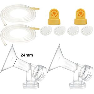 Nenesupply Pump Parts Uso con Bomba Medela Bomba de lactancia PISA con 2 protectores de senos medianos de 24 mm 2 Válvulas 4 Membranas y 2 tubos No or