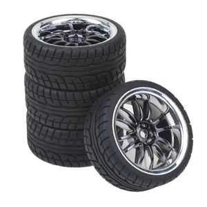 shaluoman 12-spoke Plating Hub Llantas con neumáticos de goma suave para RC 1: 10 en el camino Coche Color Negro