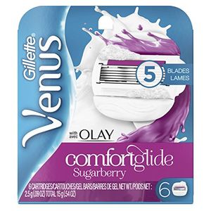 Gillette Venus - Repuestos para hojas de afeitar para mujeres Olay, Sugarberry, 6 Count, Navajas / cuchillas para mujeres