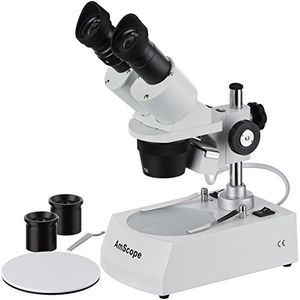 AmScope SE305RPZ Microscopio estéreo binocular delantero WF10x y WF20x Oculares 10X60X Ampliación Objetivos 1X y 3X Fuente de luz halógena superior e