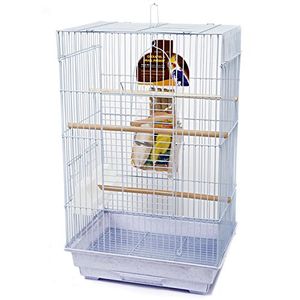 Juego de iniciación para jaula de pájaros Penn Plax Jaula con juguetes Juegos de golosina Escalera y percha de madera para pájaros de tamaño mediano