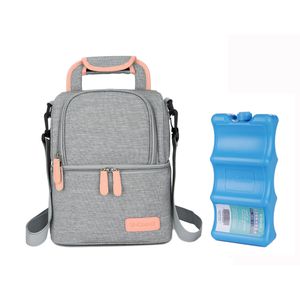 V-coool Premium Leche Materna Cooler Bag con hielo Pack Set, Doble Capas Impermeable para Breastpump Botellas de leche, mochila hombro bolso para Dayc
