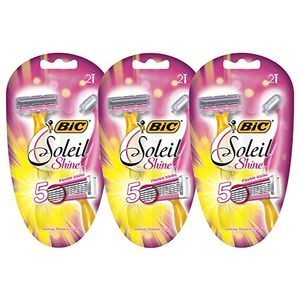 BIC Soleil Shine - Maquinilla de afeitar desechable de 5 hojas, 6 unidades