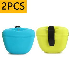 RoyalCare - Bolso de silicona para perros, 2 unidades, con cierre magnético y clip para la cintura, color azul y verde
