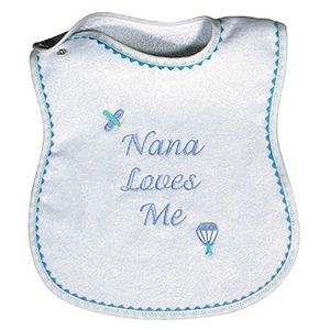 Gotas de Lluvia Nana Loves Me Embroidered babero, color azul