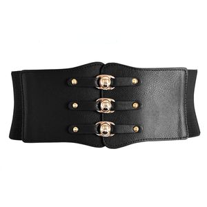 Nanxson PDW0077 - Cinturón para mujer, estilo vintage, piel sintética, con doble pecho, ancha