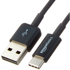 AmazonBasics Cable USB tipo C a USB A 2.0 macho – 0,9 metros – negro, Negro 6 patas