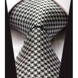 Intrepid Handmade, executive clóset accesorio, color blanco y negro (Color Tuxedo) Houndstooth 3.4" tela jacquard de seda Corbata para hombre, Necktie