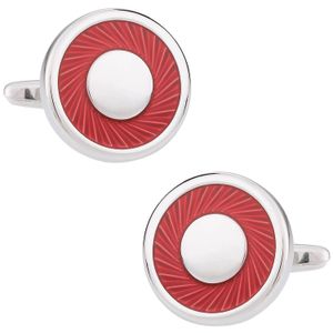 Cuff-Daddy Unique rojo esmalte Swirl Gemelos de plata con caja de presentación