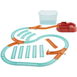 Thomas & Friends Trackmaster Builder Cubeta, Contenedor de almacenamiento con 25 piezas de pista y juego para niños preescolares