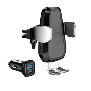 Andobil Cargador de coche inalámbrico rápido, un solo toque, abrazadera automática Qi teléfono celular 10 W de carga rápida, soporte de ventilación pa