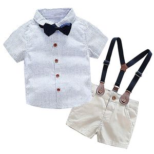 SANGTREE - Ropa de bebé para niños, camisa de vestir con pajarita + pantalones cortos con tirantes