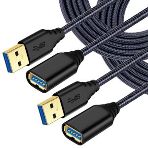 Besgoods 2-Pack Nylon Trenzado 10ft USB 3.0 Extensión Cable - A Macho a A Hembra USB a USB Extensión Cable con Conector Chapado en Oro