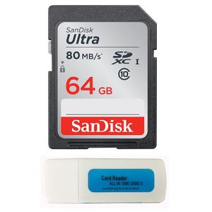 Canon EOS Rebel T5 Tarjeta de memoria SanDisk SD Ultra SD Tarjeta de memoria 80mb/s con todo menos Stromboli Lector de tarjetas de memoria, 64GB