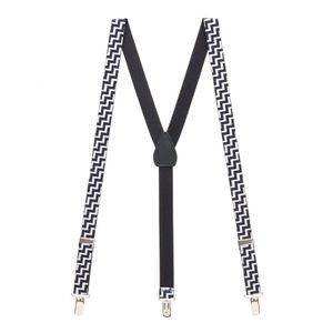 SuspenderStore Men's Black & White Zig Zag Novelty Y-Back Suspenders (2 Sizes)