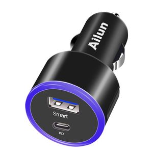Ailun - Cargador de coche para iPhone X, 8/7 Plus, 6 6S Plus, SE 5S Galaxy S7, S6, adaptador y más