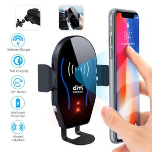 Soporte de coche para teléfono móvil con ventilación automática, soporte de teléfono para coche para cargador inalámbrico compatible con iPhone XS Max