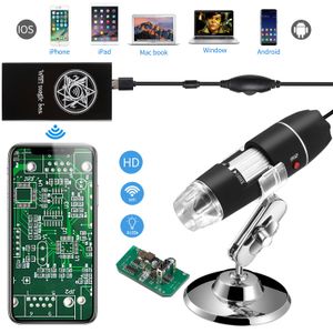 Jiusion Wifi USB Digital Handy-Microscopio de mano, 40 a 1000x Wireless Ampliación Endoscopio 8 LED Mini Cámara con succión de teléfono, soporte de me