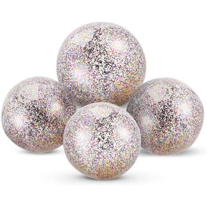 4 bolas de playa con purpurina y confeti