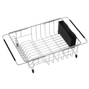 Escurridor para fregadero pequeño Ipegtop con apoyos de caucho, organizador inoxidable para dentro y fuera del fregadero para secar vasos, cuencos y p