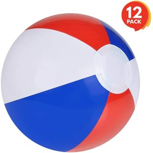 ArtCreatividad Colorido inflable playa bolas (Pack de 12) de roja patriótica, blanco y azul verano, juguete de playa, divertido regalo de fiesta