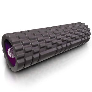 Planet Fitness Masajeador muscular rodillo de espuma para masaje de tejido profundo, espalda, terapia de punto de disparo, morado o gris, 33 o 17.7 in