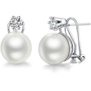 ZowBinBin - Pendientes colgantes de perla de plata de ley 925 para mujer, pendientes de perla de circonita cúbica de moda, pendientes elegantes de ome