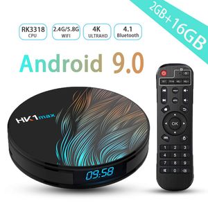 Caja de TV Android 9.0, RK3328 Smart TV Box con mando a distancia de 2 GB/16 GB con soporte de 2,4 G WiFi Ethernet LAN 3D 4K Video Android TV Player G