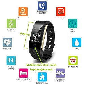 Fitness Tracker pulsera Heart Rate Monitor – Mini Kitty S2 Smart IP67 impermeable Natación, Rastreador GPS de ciclismo Bluetooth Pulsera para Android