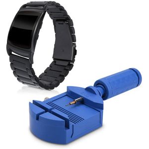 kwmobile correa de reloj para Samsung Gear FIT2/Gear Fit 2 Pro – Reloj inteligente correa de reloj de reemplazo de acero inoxidable en negro – con cie