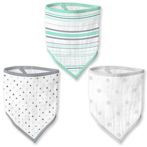 SwaddleDesigns Muselina de Algodón Baberos Bandana, 3 Pack, Neutro, talla única