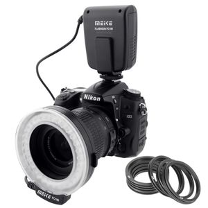 Meike – LED Macro Anillo de luz de flash para cámaras DSLR con 7 anillos adaptadores
