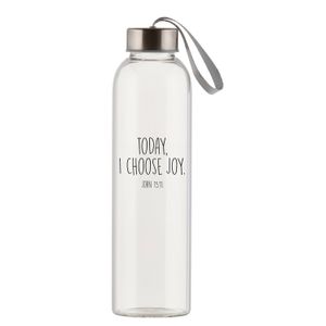 Hoy elegir alegría transparente vidrio de 21 ounce botella de agua de viaje con tapa de rosca