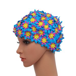 Medifier Swim Cap Floral Petal Retro Style Bathing Caps for Women