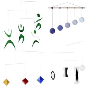 Juego de 4 figuras de Montessori hechas a mano con forma de Octahedron y reconocimiento de color (4 móviles con Gobbi azul)